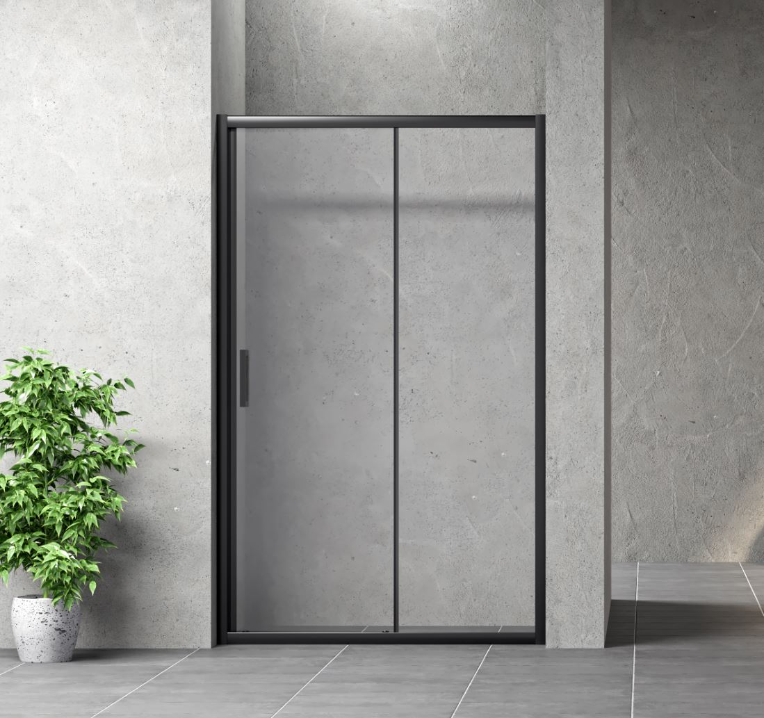 OR2200 SLIDING SHOWER DOOR CLEAR GLASS WITH BLACK FRAME HEIGHT 200CM