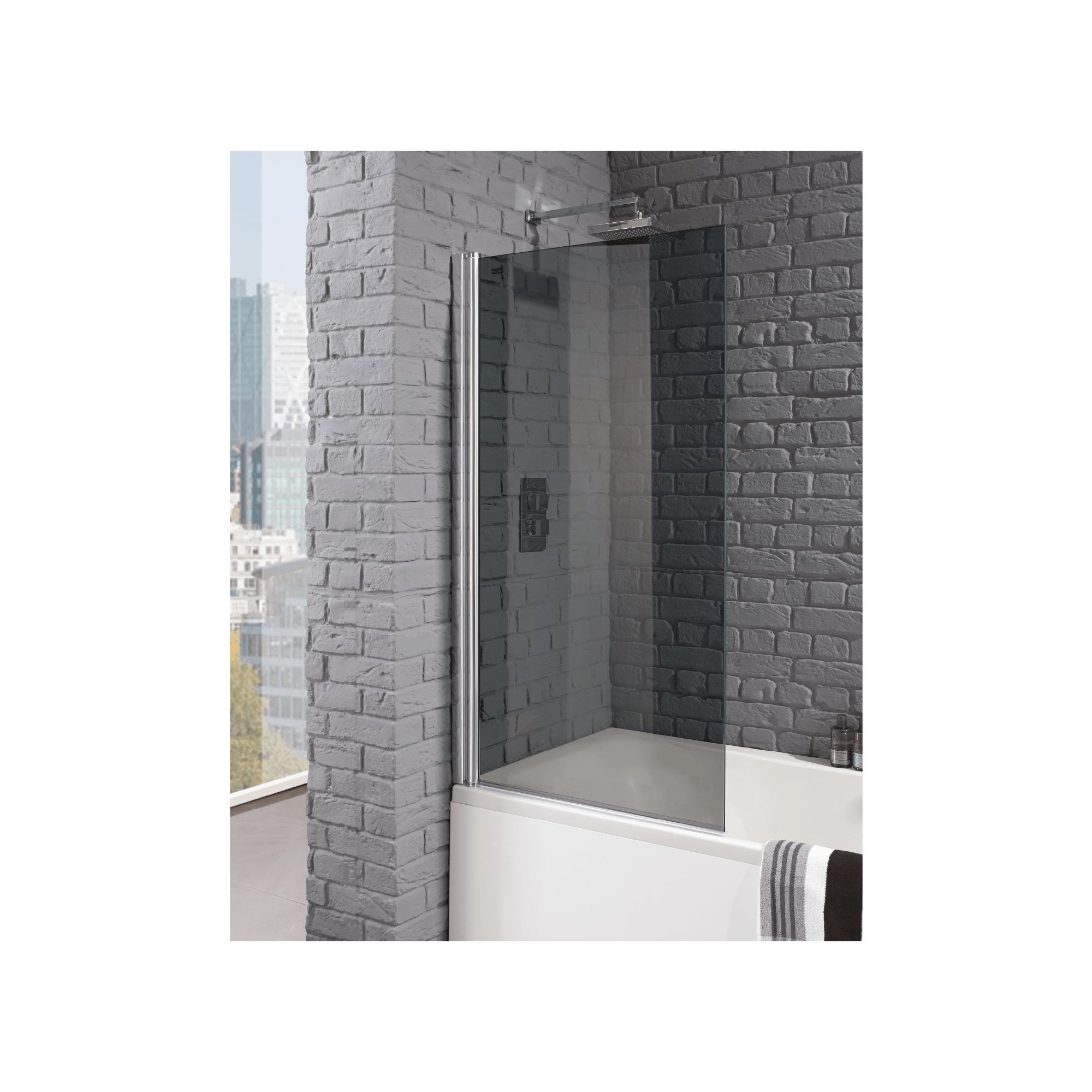 Smoked Glass Single Over Bath Shower Screen Bathroom Factory Store