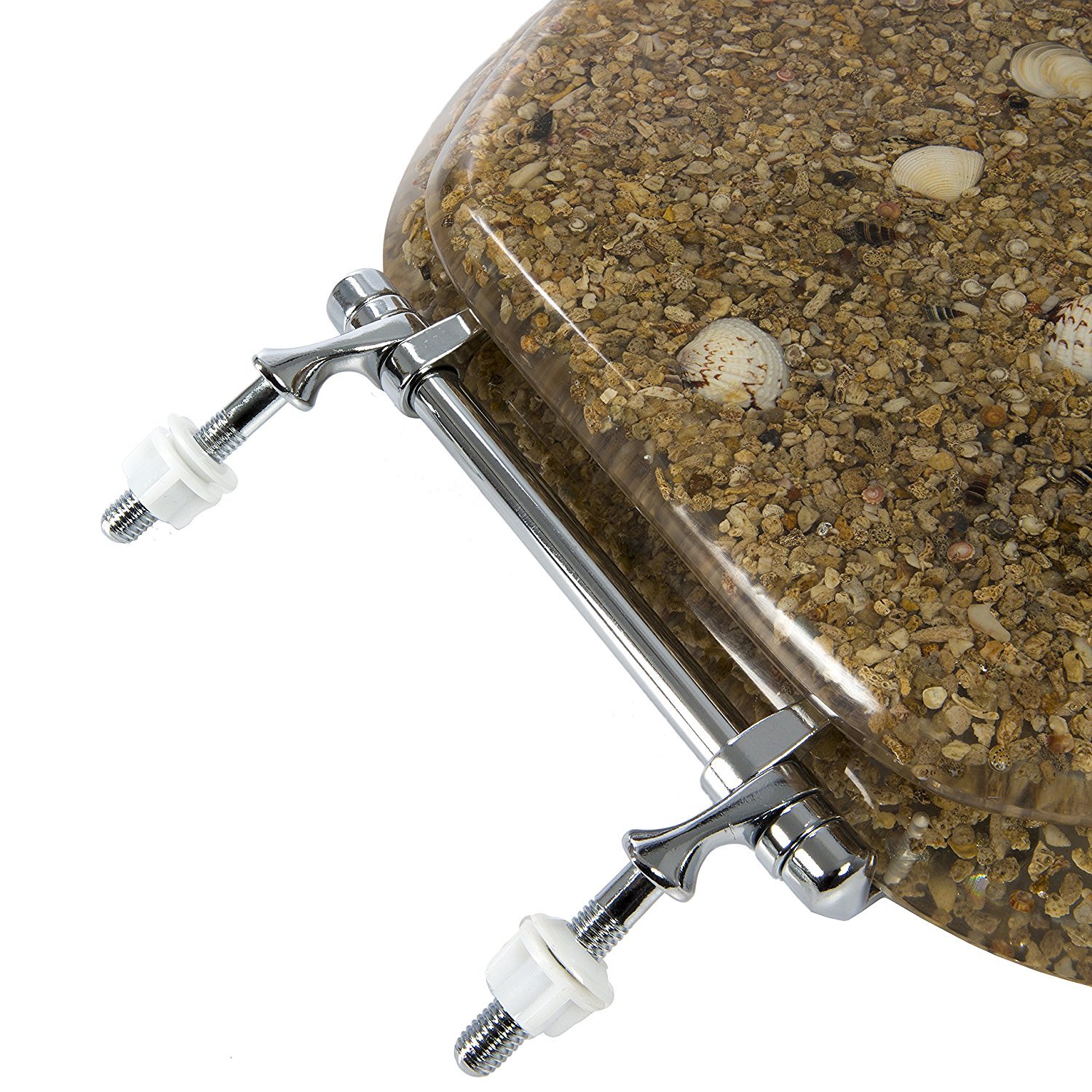 Ginsey Elongated Resin Toilet Seat with Chrome Hinges, Sea Isle