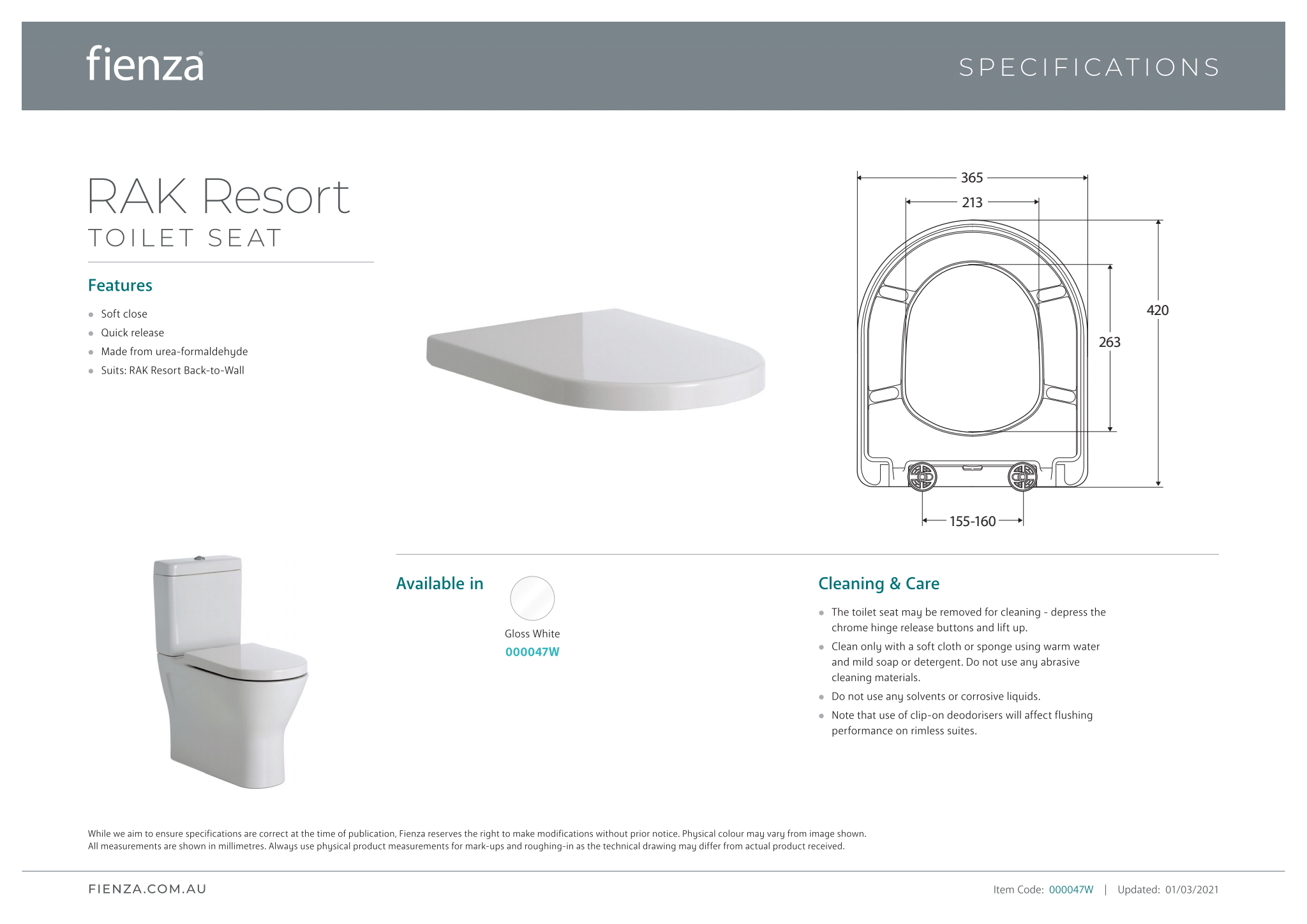 Rak Resort Toilet seat Bathroom Products Are Us