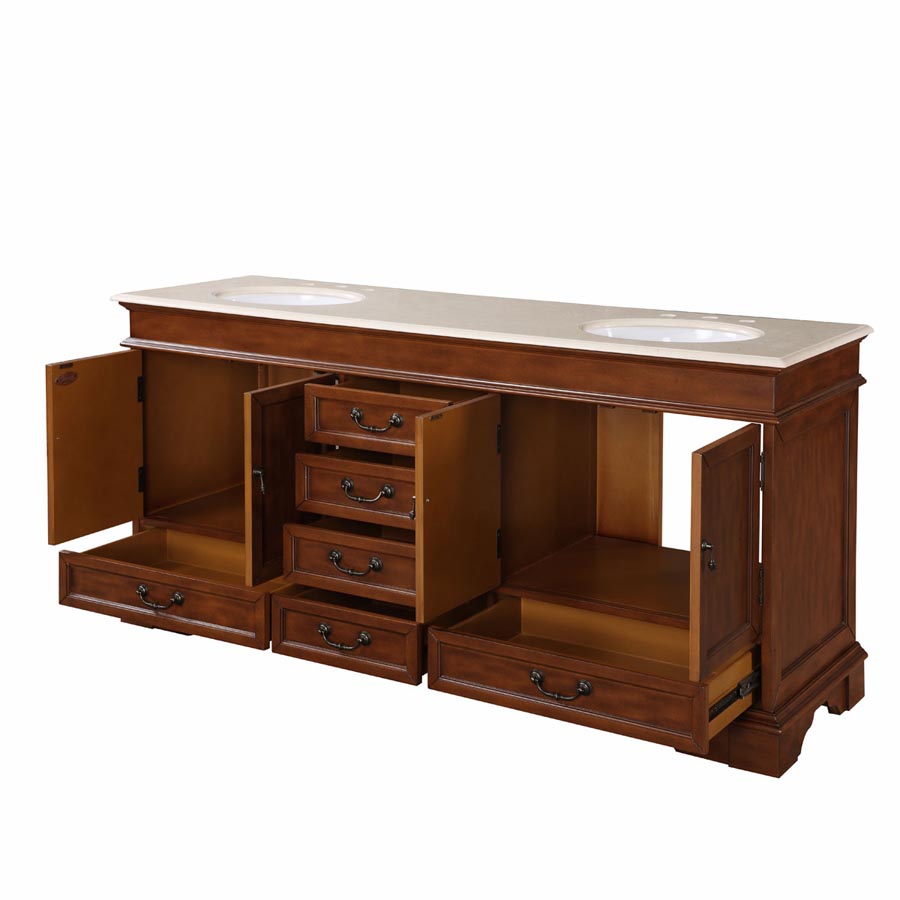 B1887 72 Double Sink Vanity Cream Marfil Marble Top