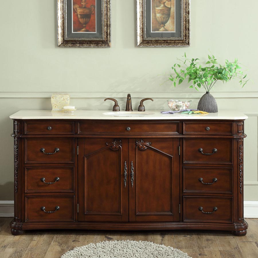 G3181 72 Single Sink Vanity Cream Marfil Marble Top