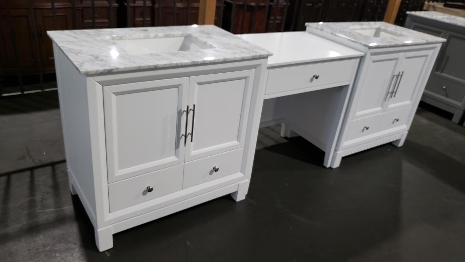 N1553 103 Double Sink Vanity Carrara White Marble Top Bathroom