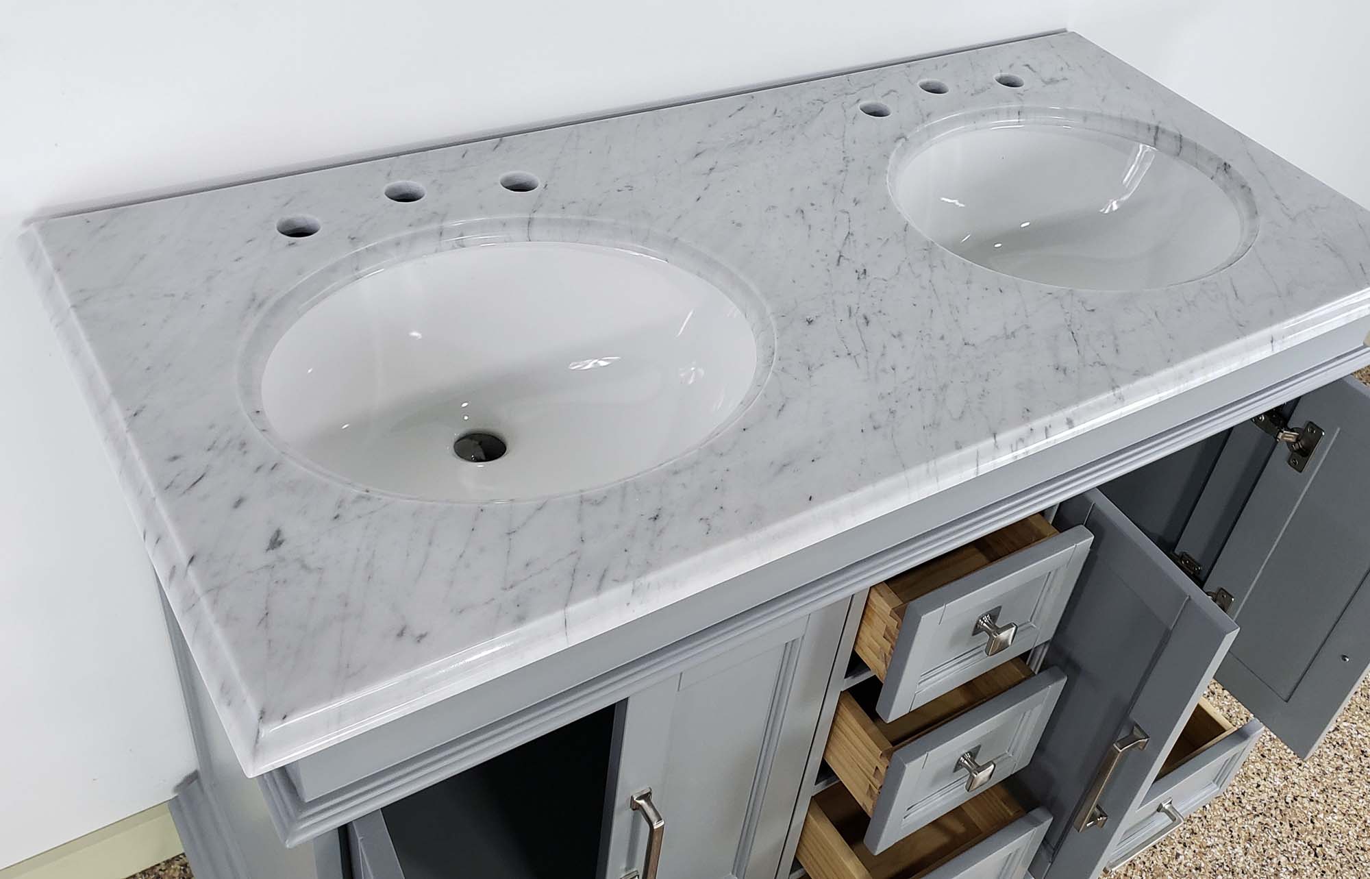 B2932 48 Double Sink Vanity Carrara White Marble Top Bathroom