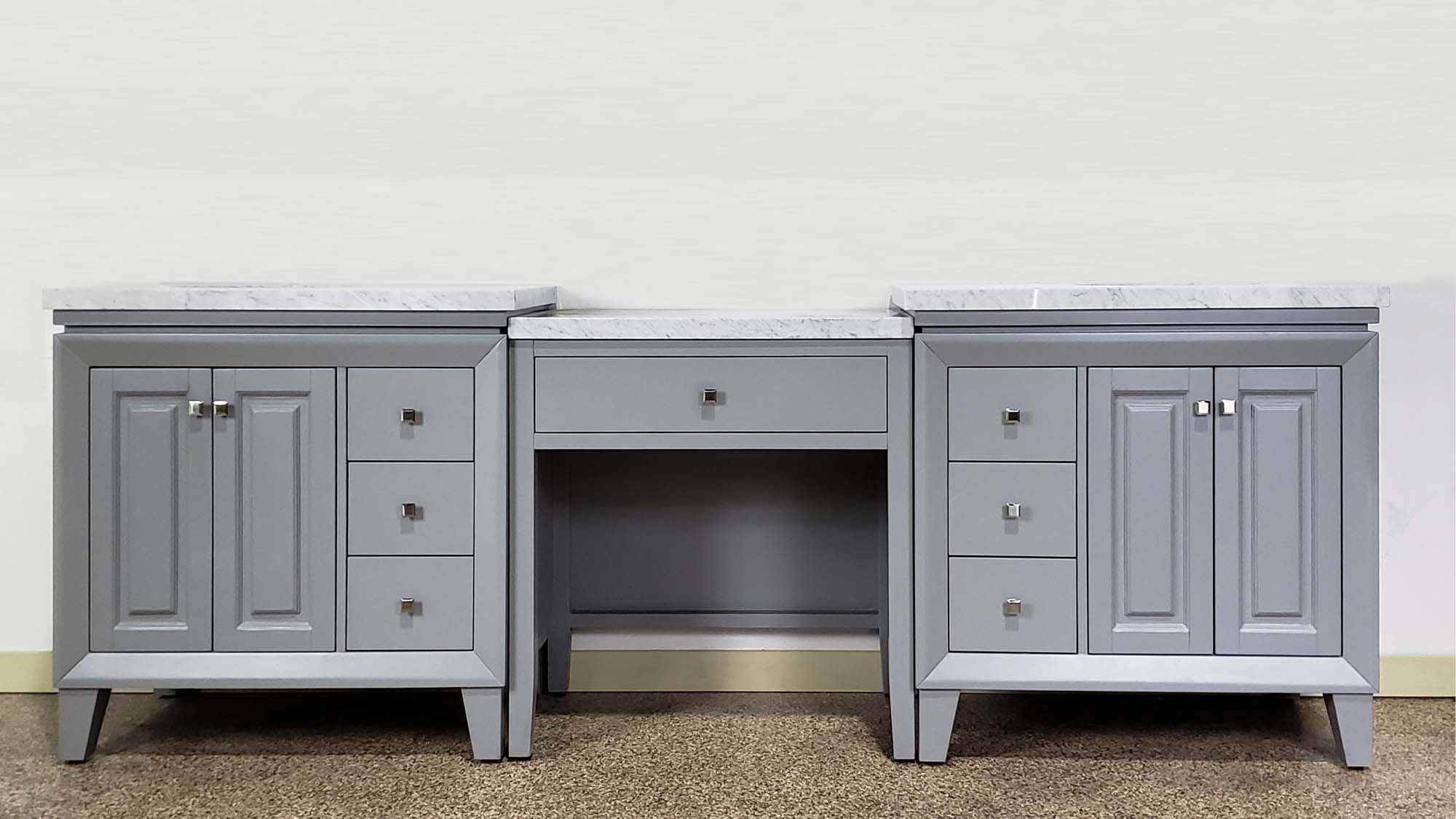 N1590 103 Double Sink Vanity Carrara White Marble Top Bathroom