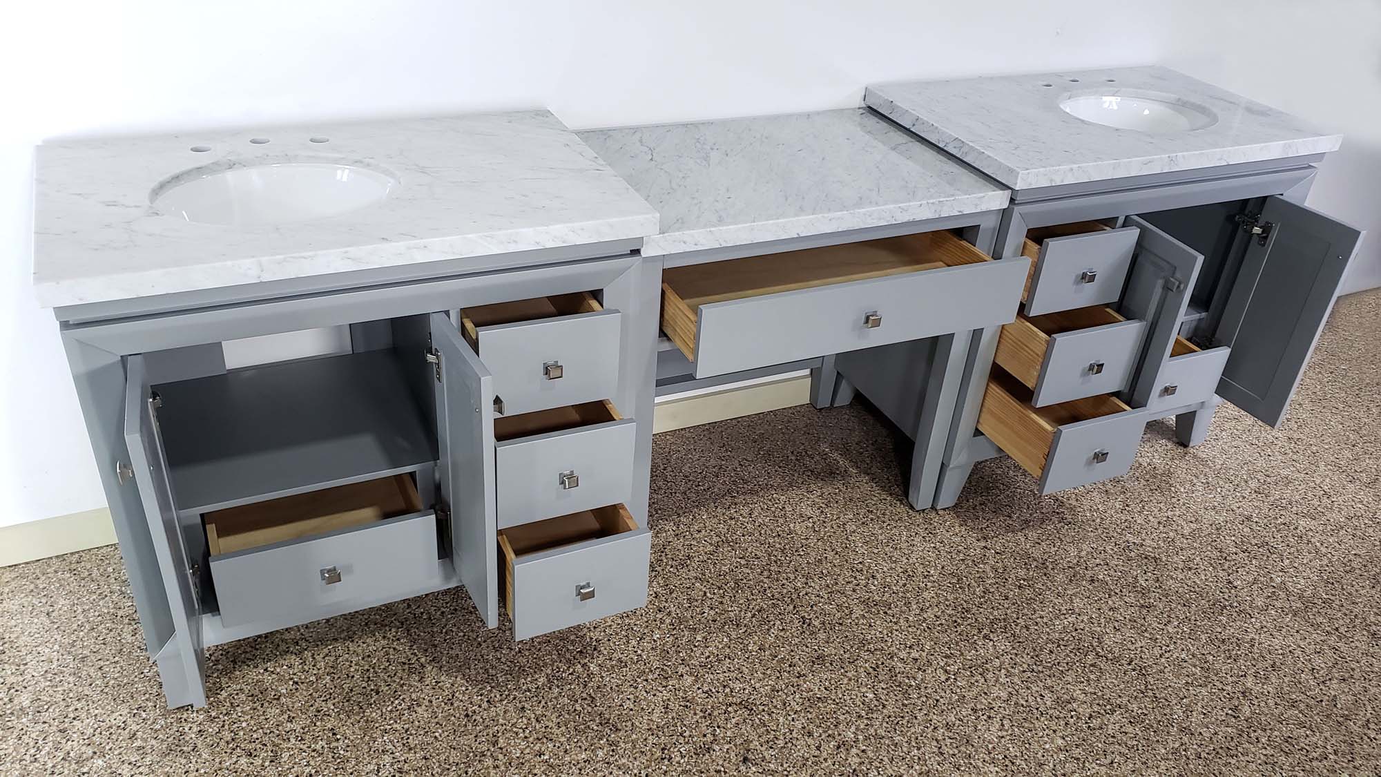 N1590 103 Double Sink Vanity Carrara White Marble Top Bathroom