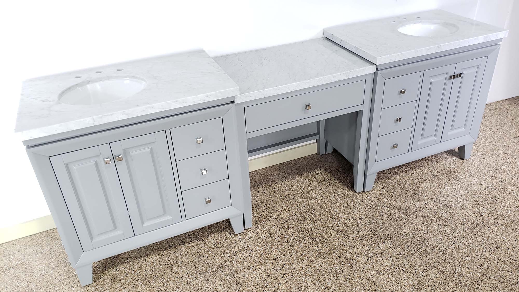 N1590 103 Double Sink Vanity Carrara White Marble Top Bathroom