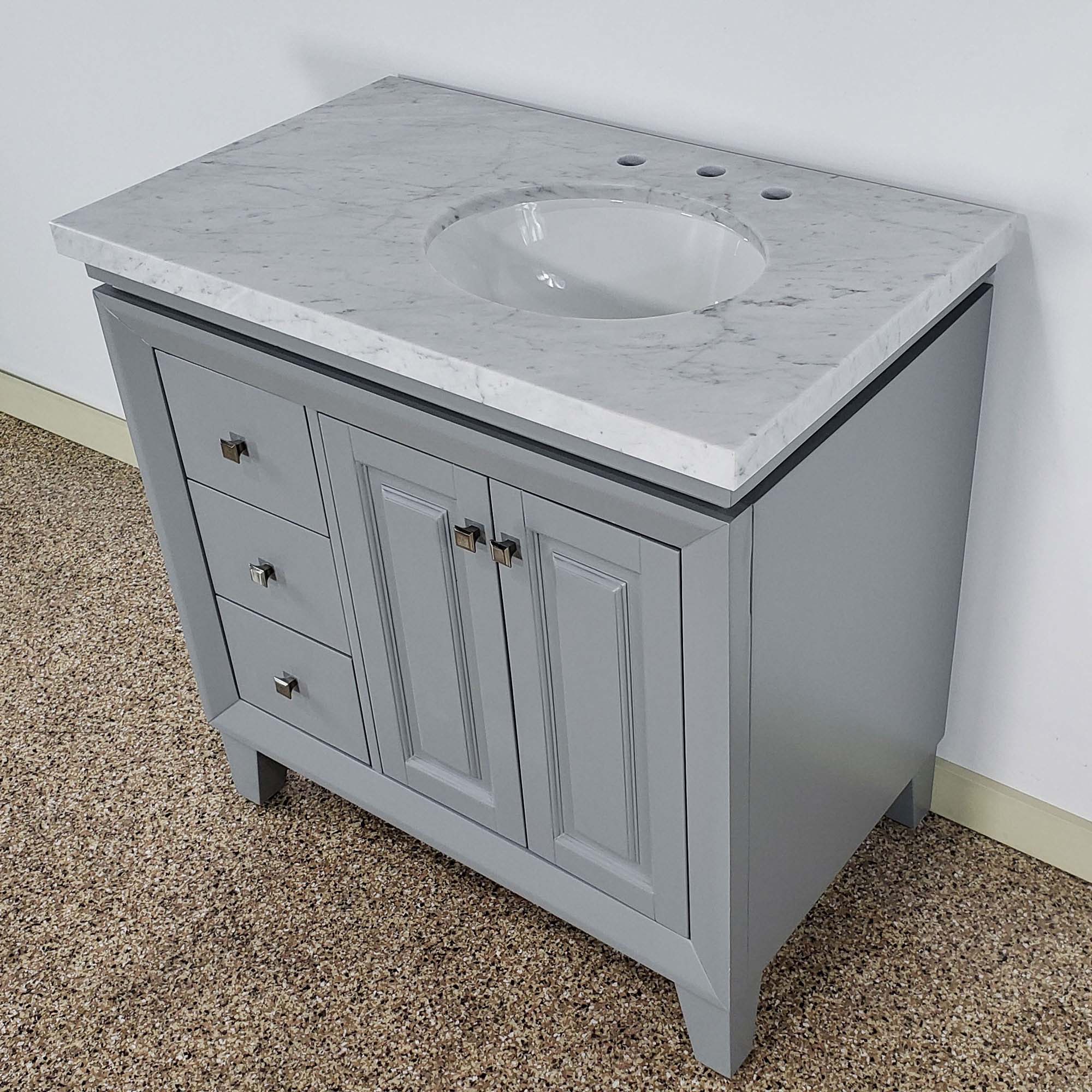 N1592 36 Single Sink Vanity Carrara White Marble Top Bathroom