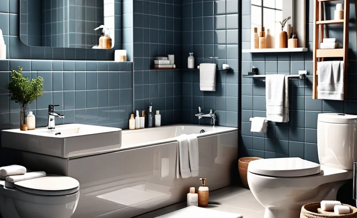 Space-Saving Ceramic Bathroom Set: Style Meets Function