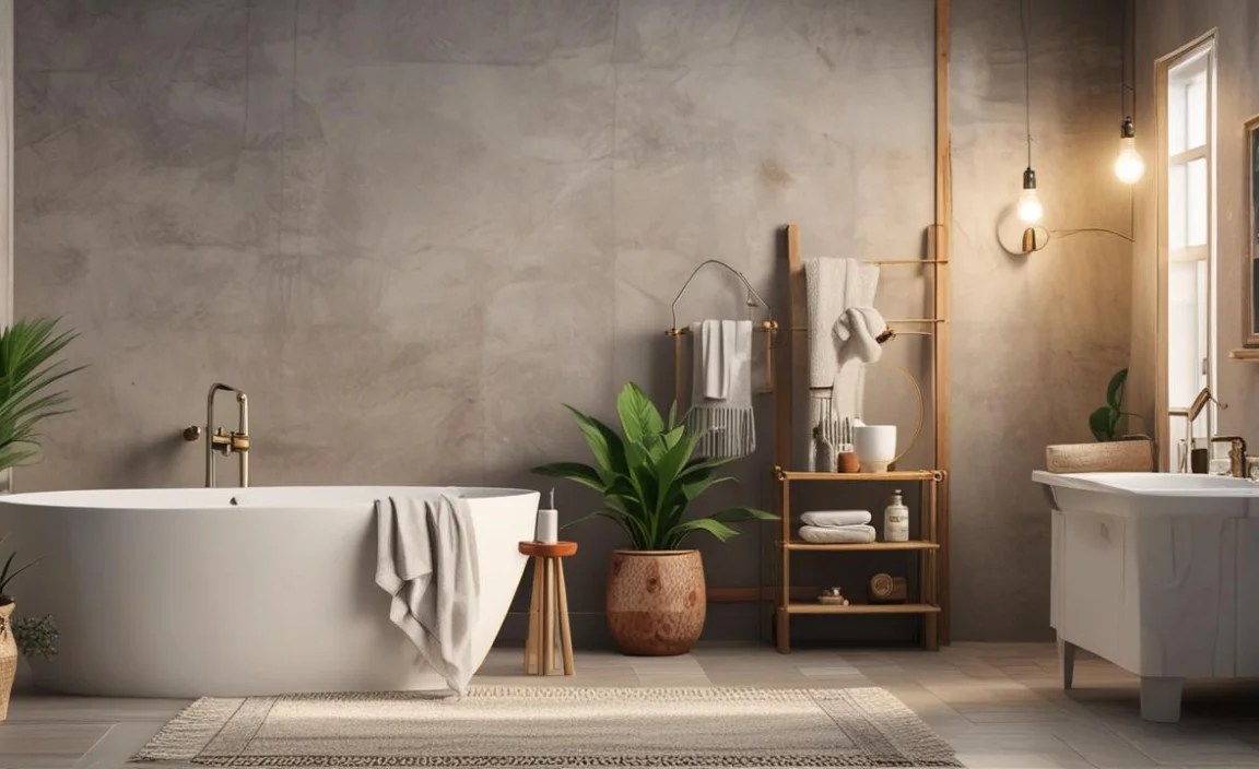 Space-Saving Boho Bathroom Set Ideas