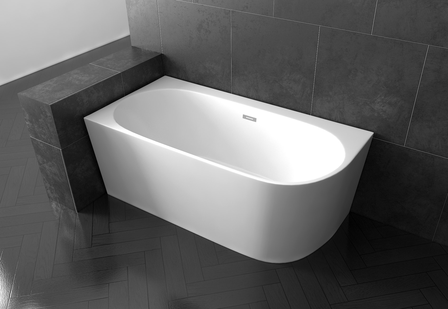 Abbie 1700mm Corner Bath Left Hand Bath Station