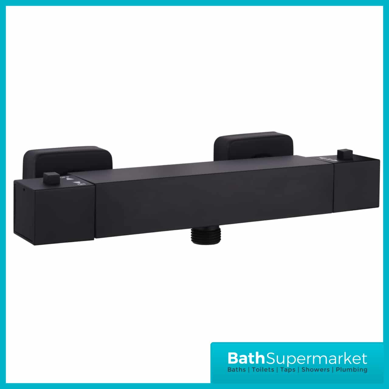 Mono Matt Black Thermostatic Square Bar Shower Valve BATH SUPERMARKET