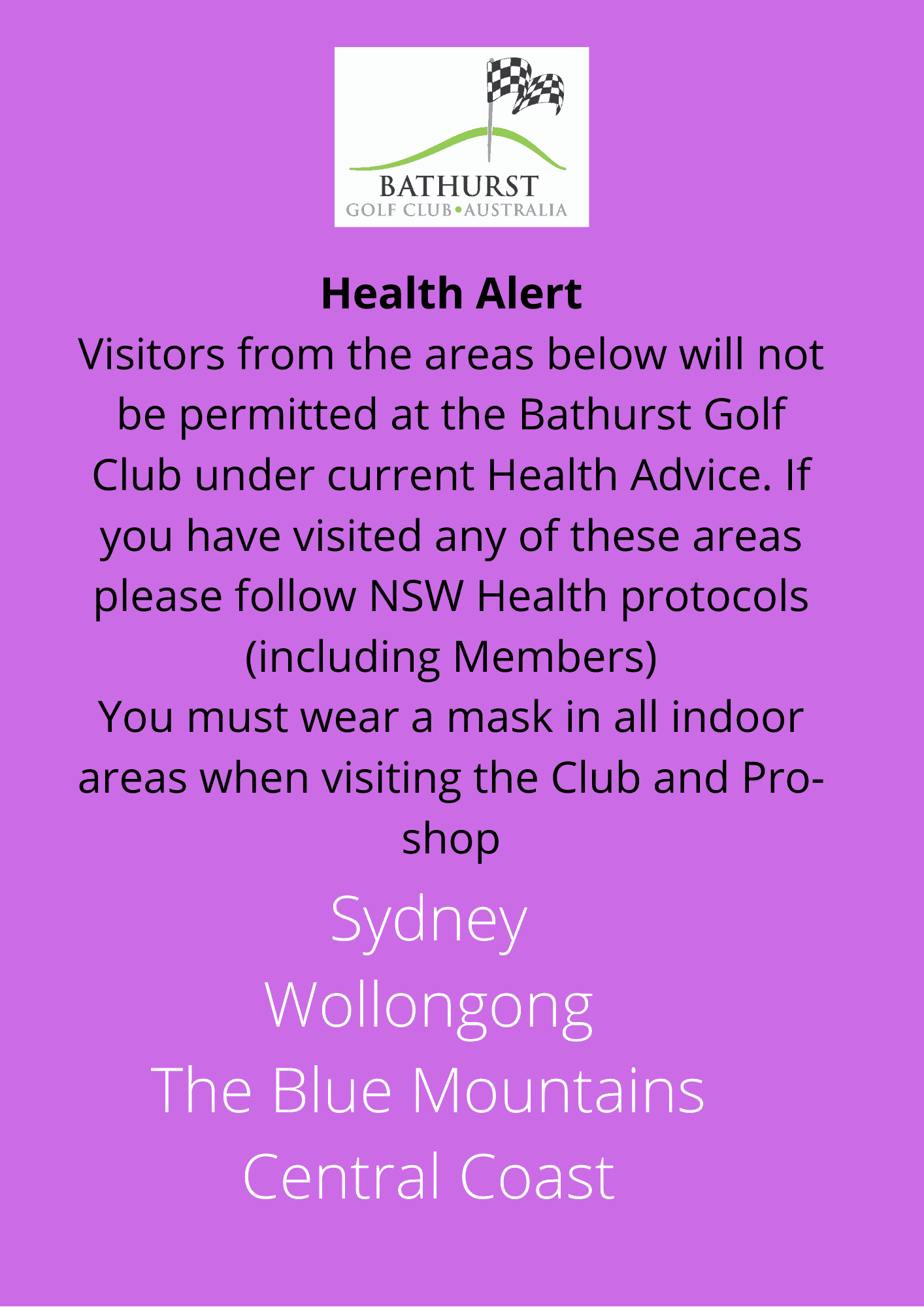 Health Alert Bathurst Golf Club