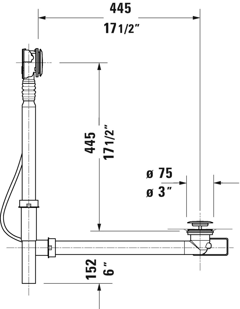 Duravit Starck Cable Driven Waste and Overflow, PVC For Bathtub 790219