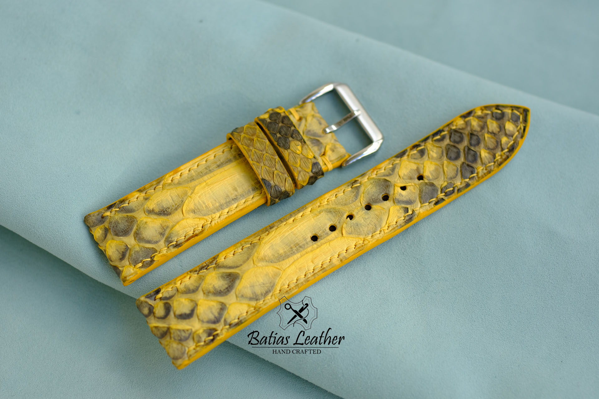 Yellow Python Leather Strap BLP03 Batias Leather Batias Leather