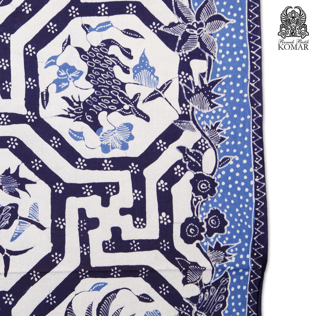 Kain Panjang Batik Tulis Motif Banji (OR00235) BiruPutih Rumah Batik Komar