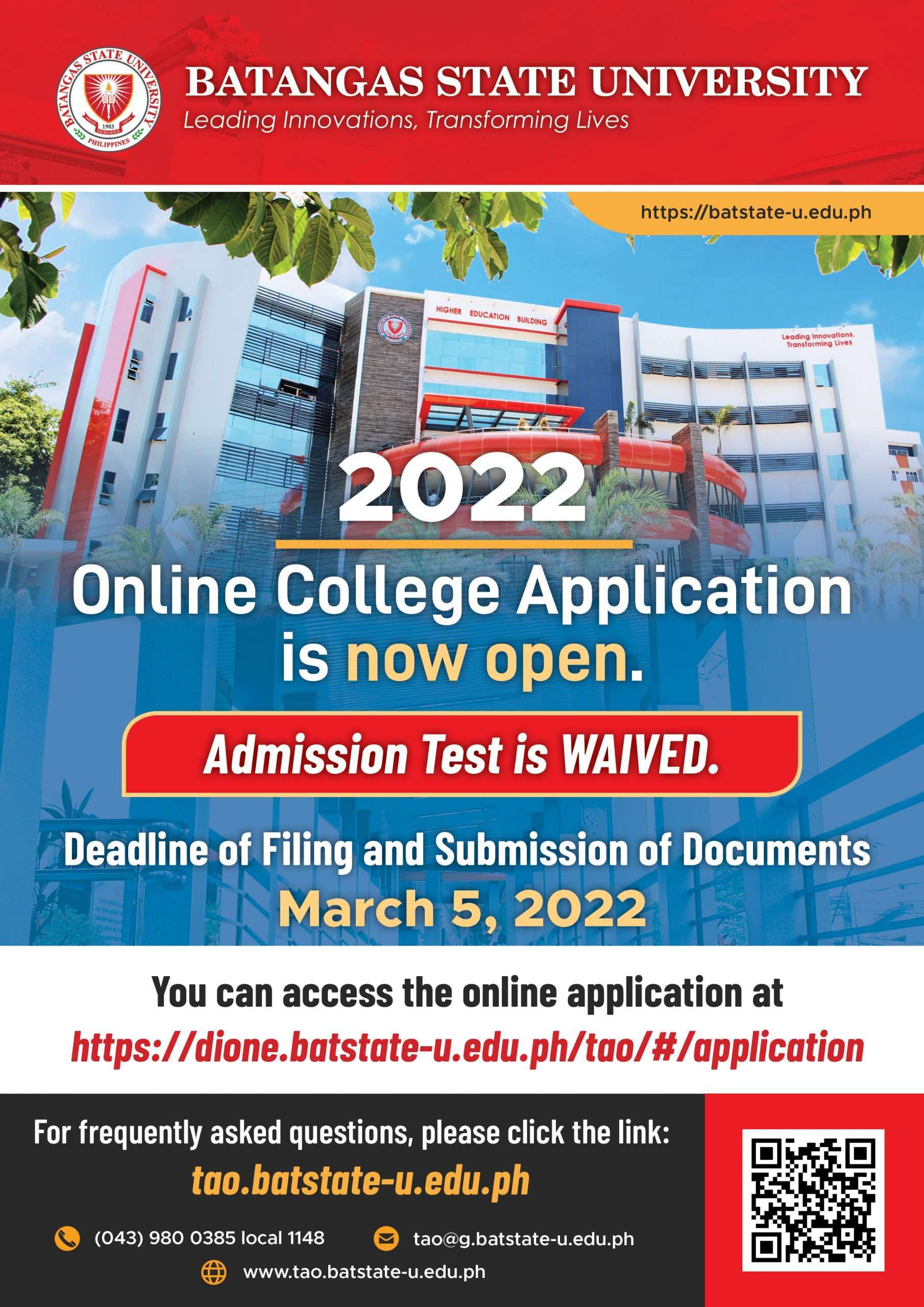 Bsu Schedule 2023 The Batstateu College Admission Test For Ay 2022-2023 Is Waived | Batangas State University