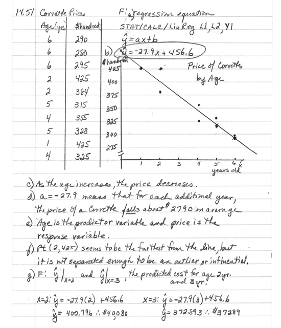 Statistics Homework Problems Regression Equation using Least Squares