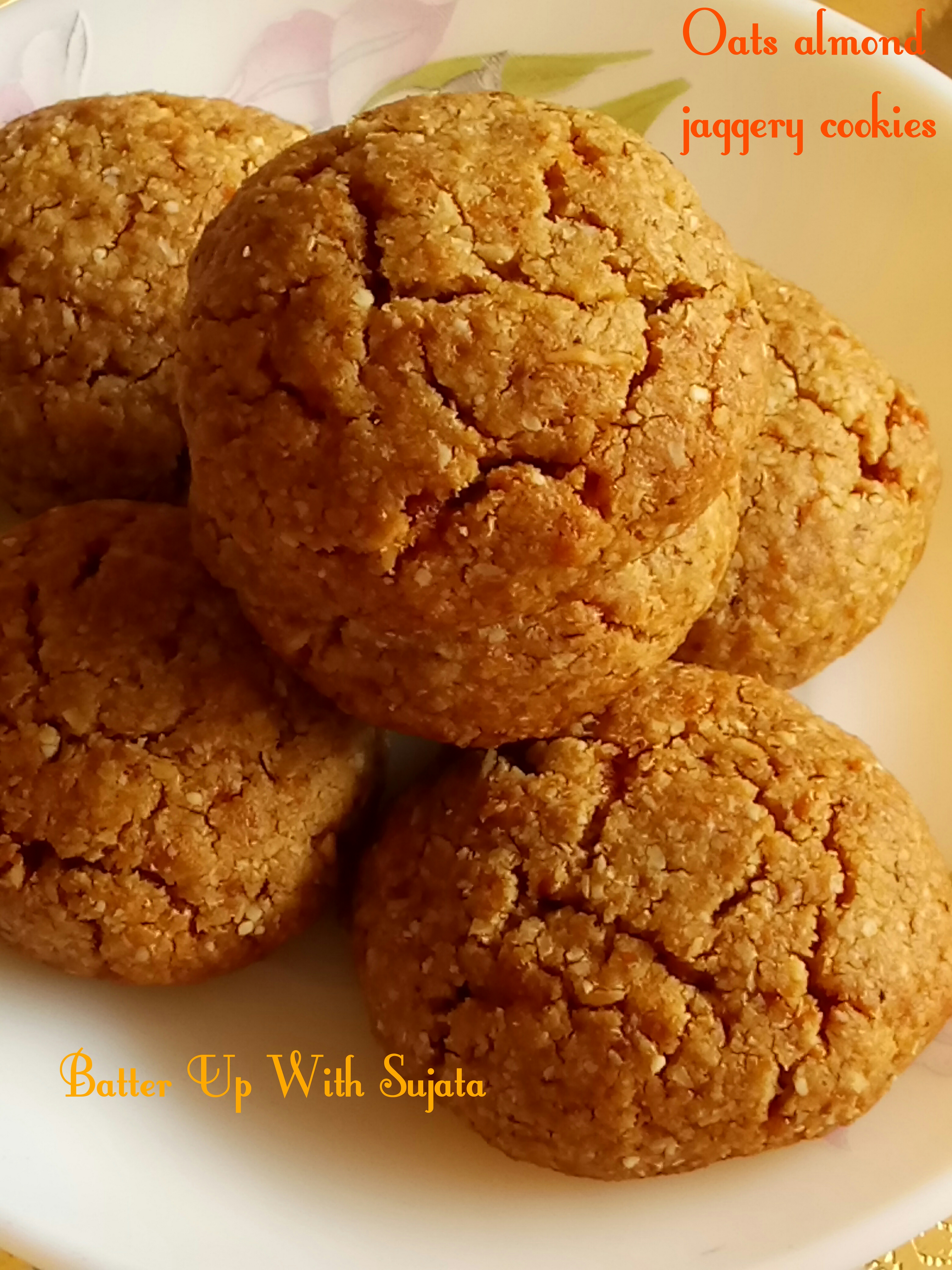 Oats Almond Honey Jaggery Cookies / No Butter No Sugar Cookies Batter