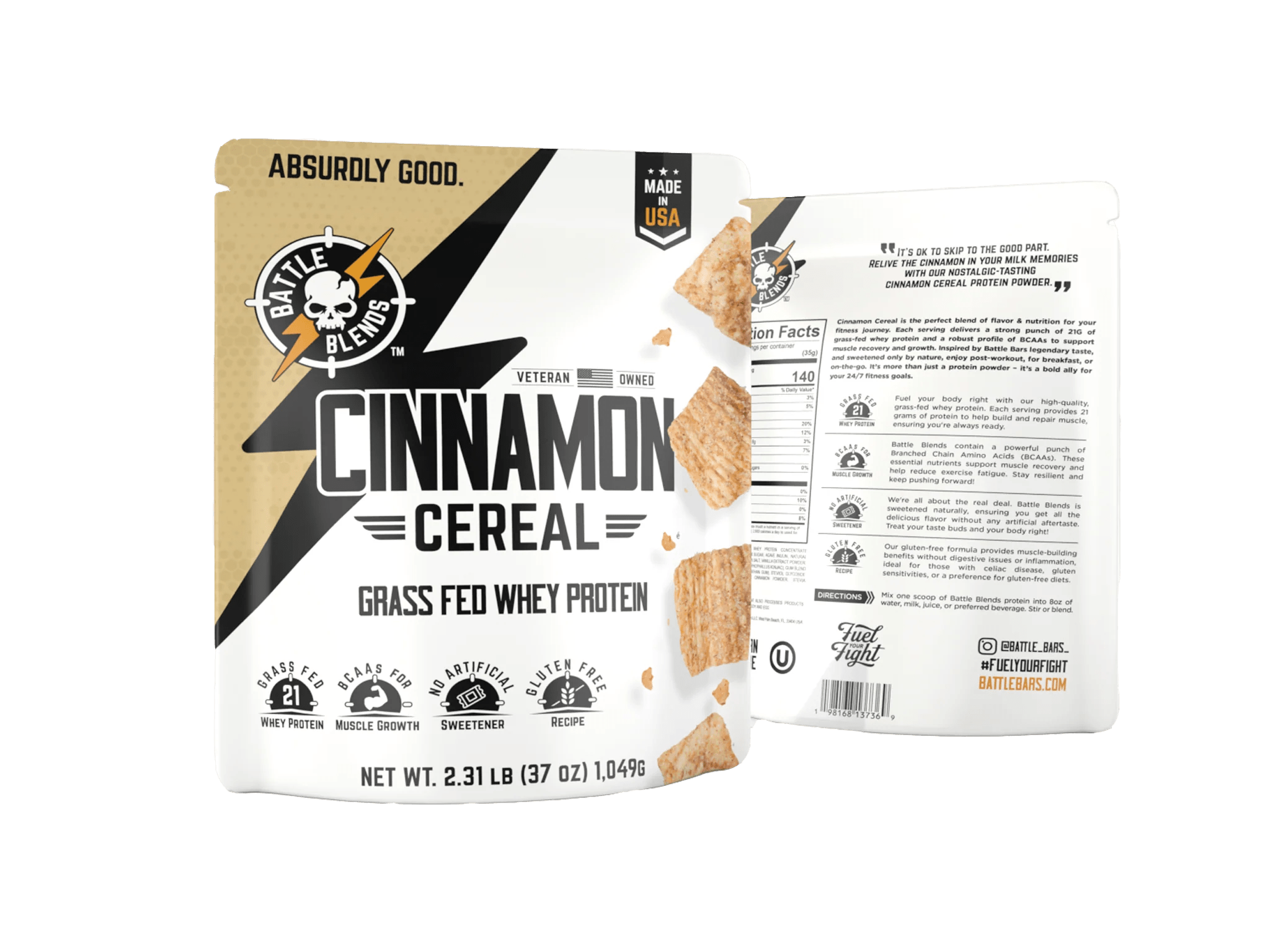 Cinnamon Cereal Protein Powder (2.31lbs) Battle Bars