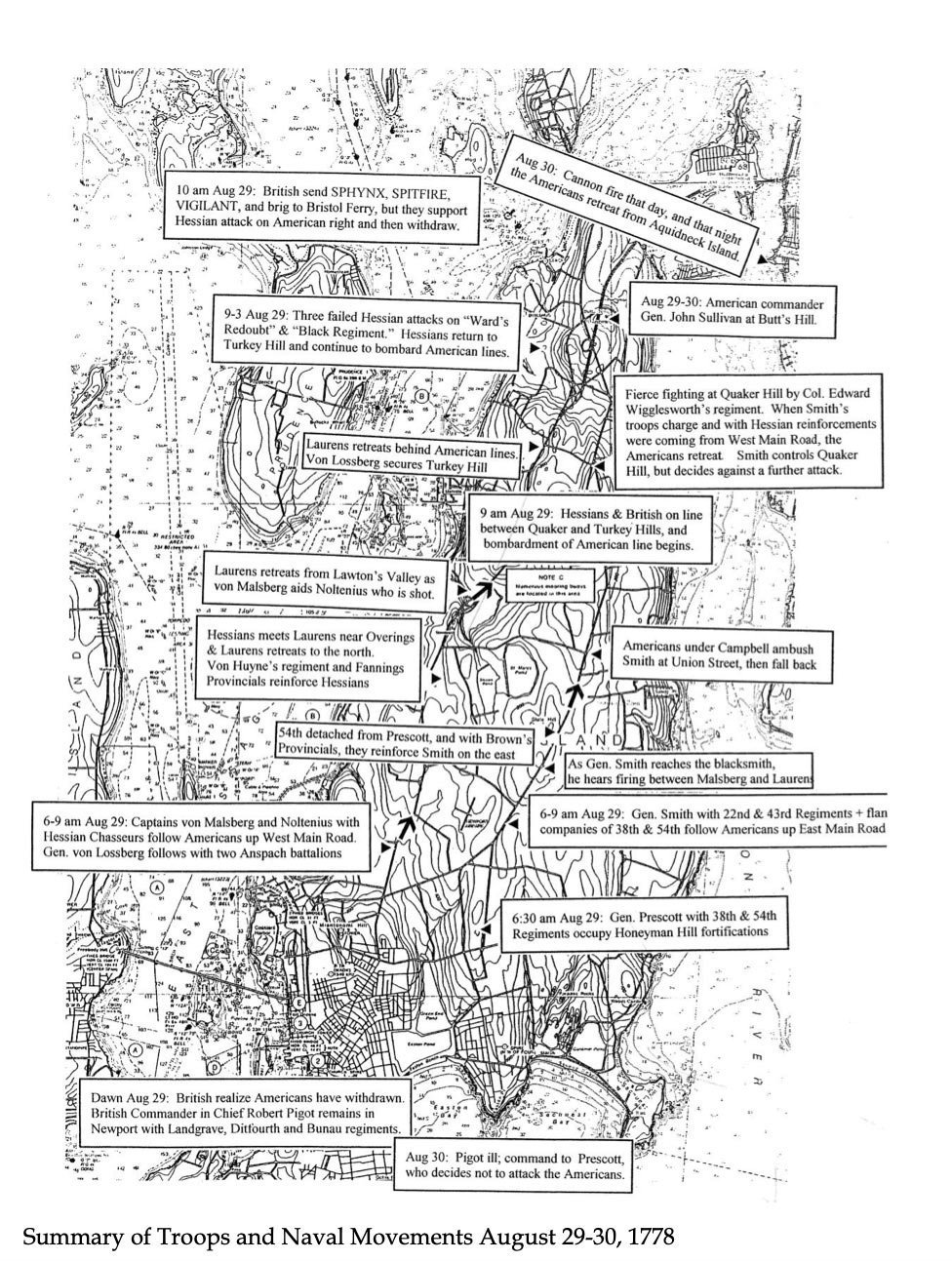 The Battle of Rhode Island Skirmish Timelines and Map