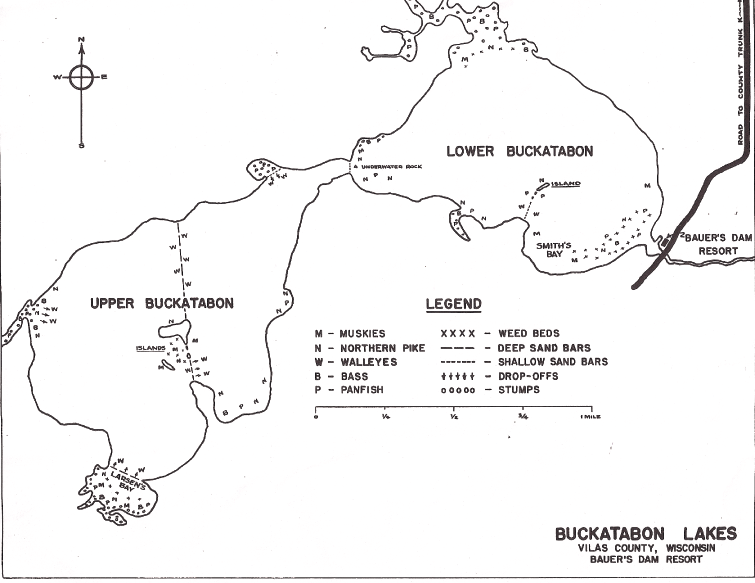 Buckatabon Lake Map Bauer's Dam Resort on Buckatabon Lake in Conover