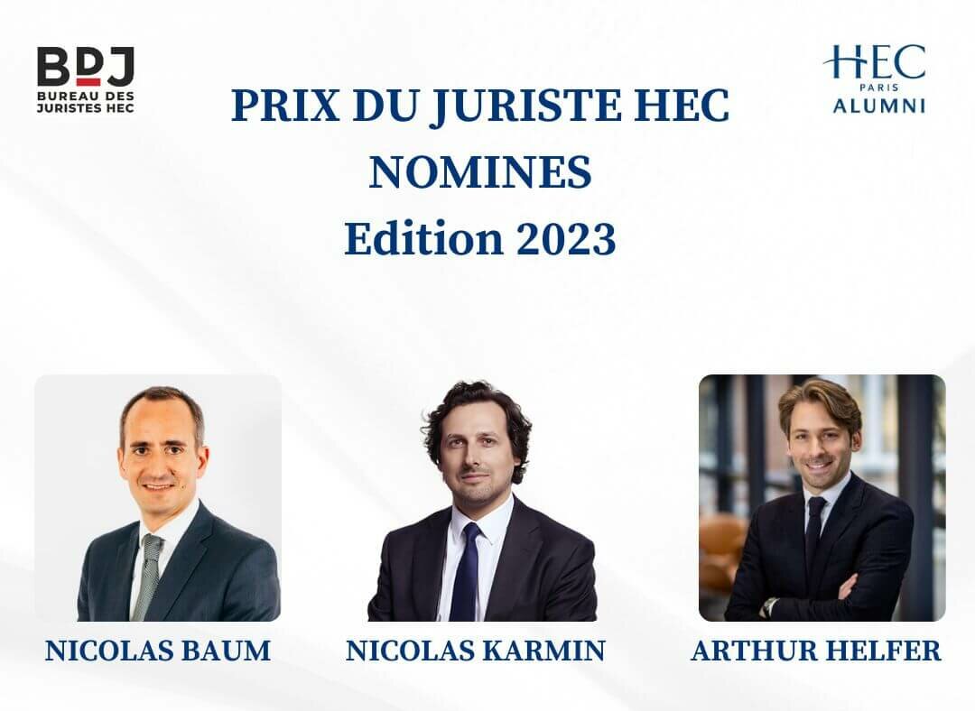 Nomination pour le prix du Juriste HEC 2023 Nicolas Baum Baum Notaires