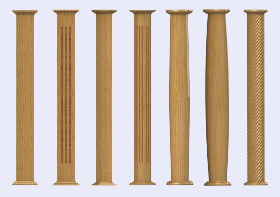 Contemporary double tapered columns, square columns and octangonal