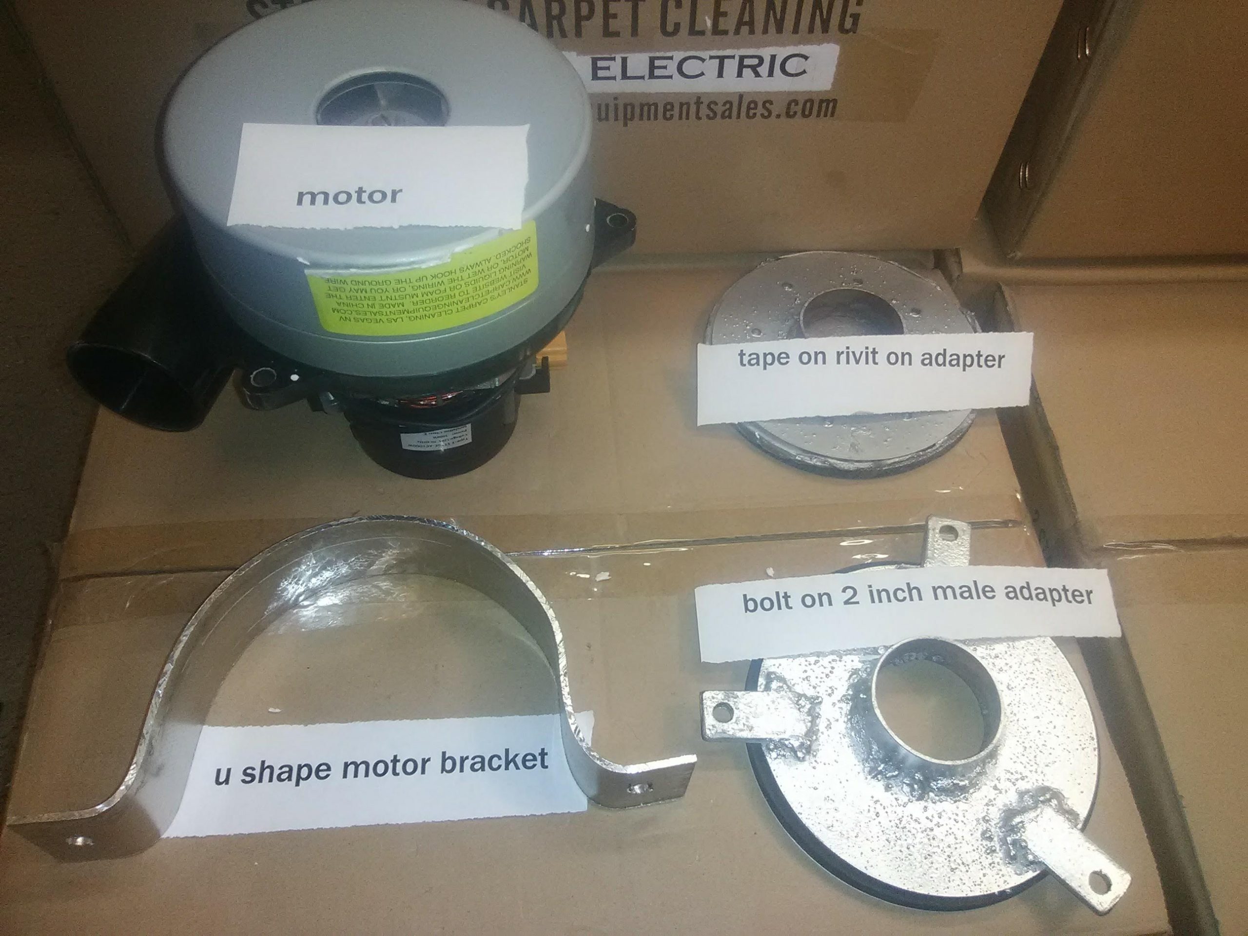 carpet cleaning vacuum motor 2 inch male adapter BOLT or tape on