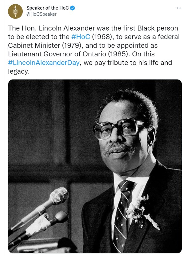 Canada remembers Lincoln Alexander on Lincoln Alexander Day