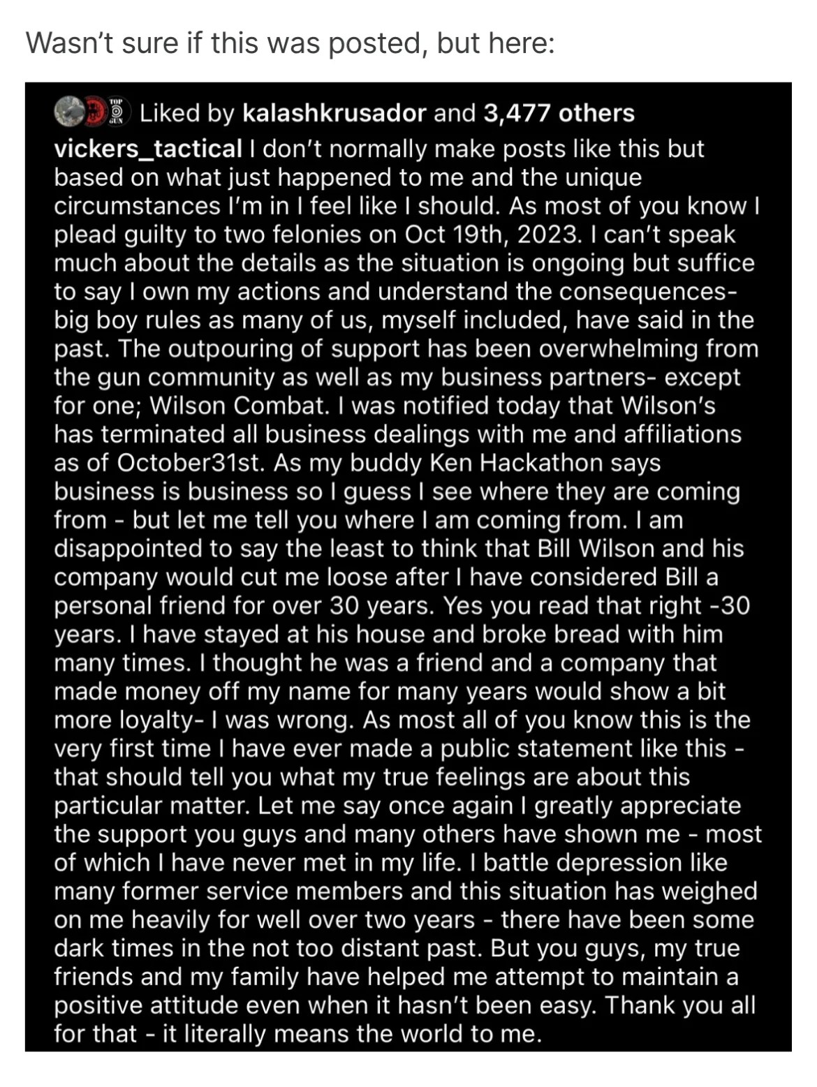 Larry vickers is publicly crying Louisiana Gun Classifieds