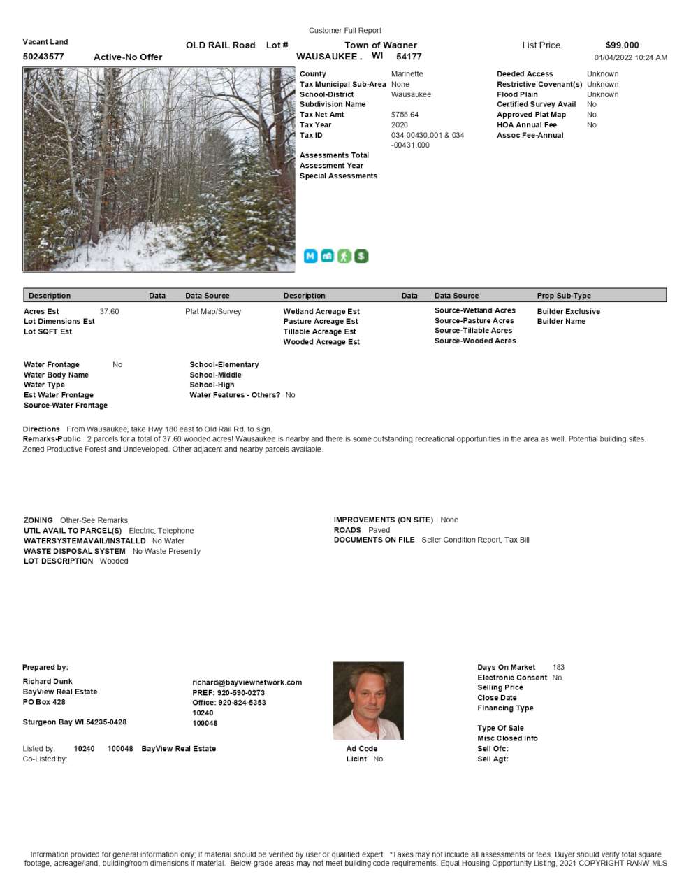 Old Rail Road, Town of Wagner. BayView Real Estate Inc Land for