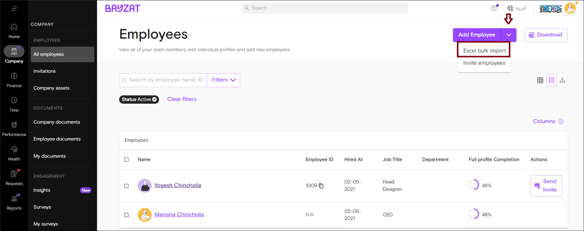 How to add employees to the platform? English