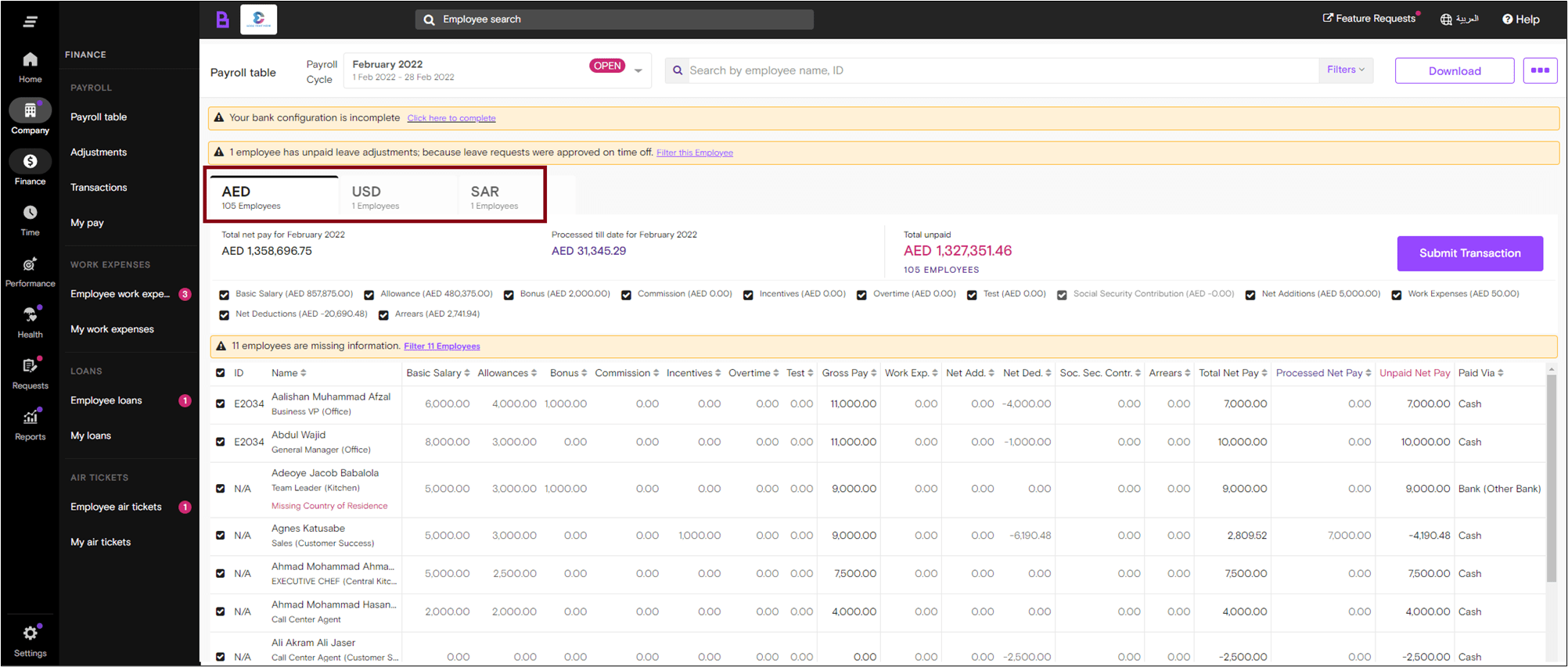 Managing your payroll table English