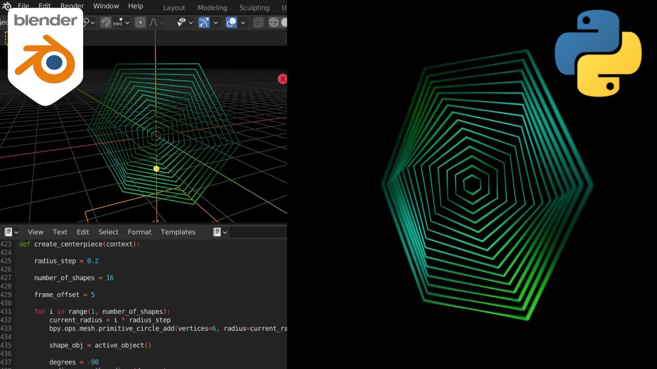 Hexagonal Ring Animation Loop Created with a Python Script in Blender BlenderNation Bazaar