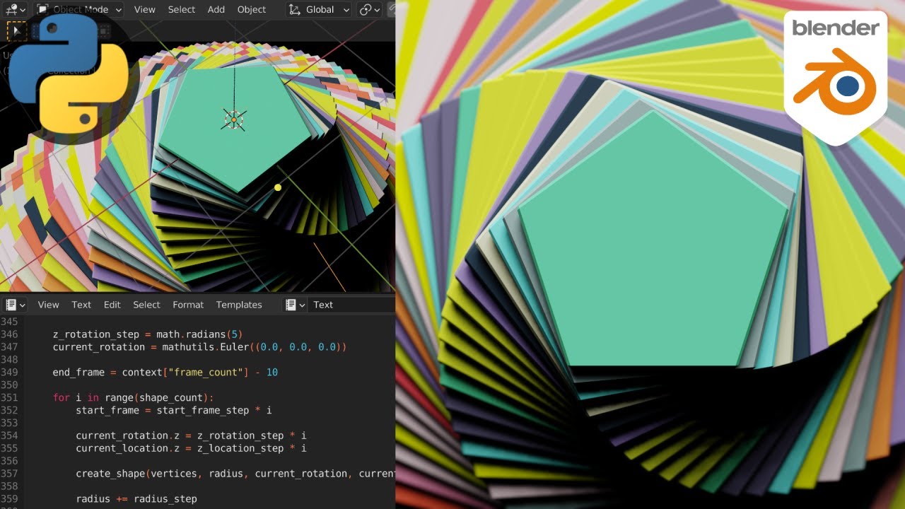 Stack and Spin animation loop created with Python in Blender BlenderNation Bazaar