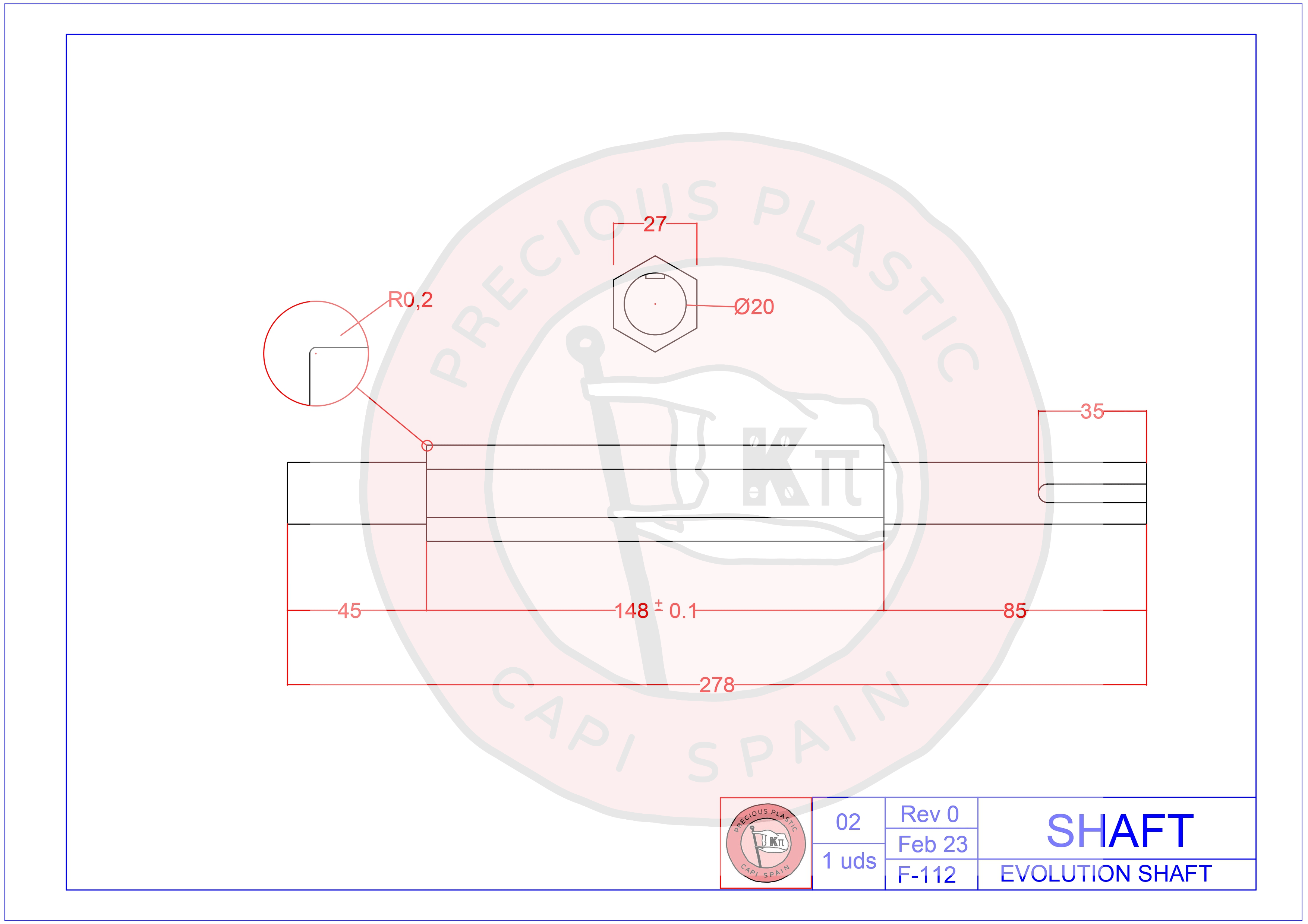 Evolution Shaft + 2 Bearings