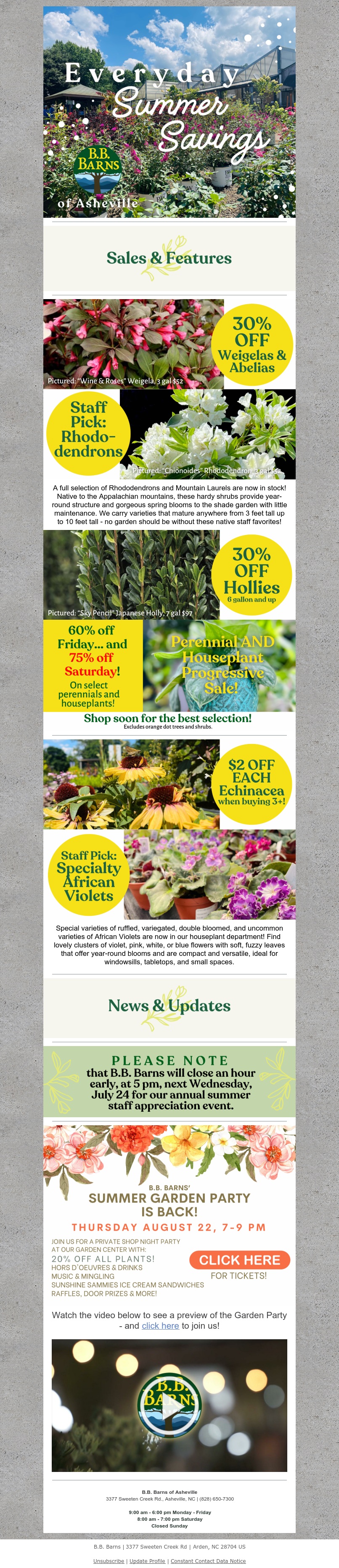 Plant Specials + Garden Sales B.B. Barns Garden Center