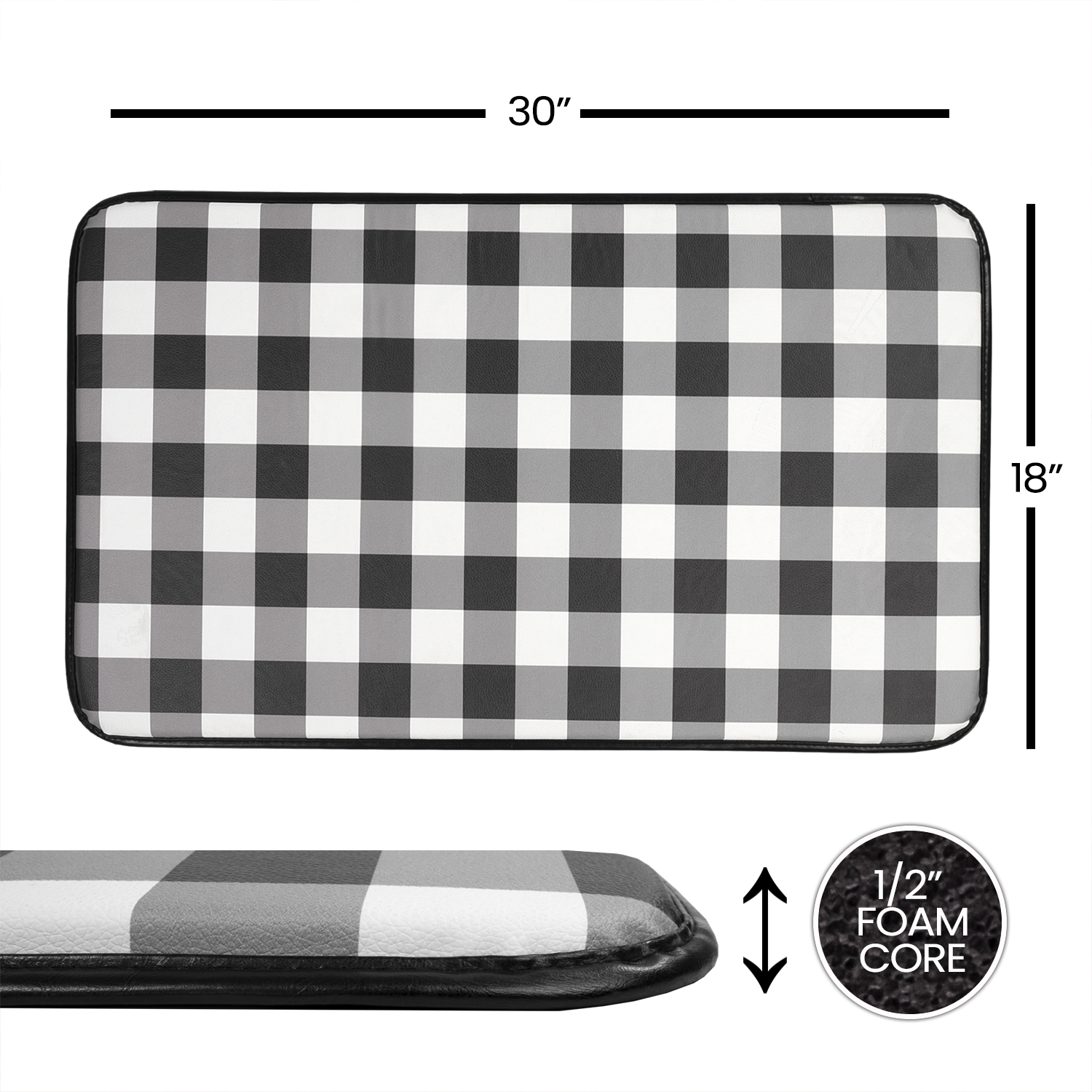 Buffalo Check Printed AntiFatigue Kitchen Floor Rug Mat 18" x 30