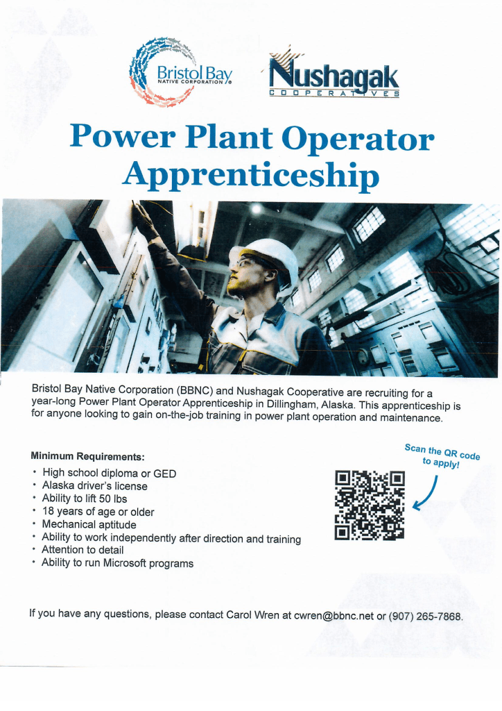 Power Plant Operator Apprenticeship Bristol Bay Native Association