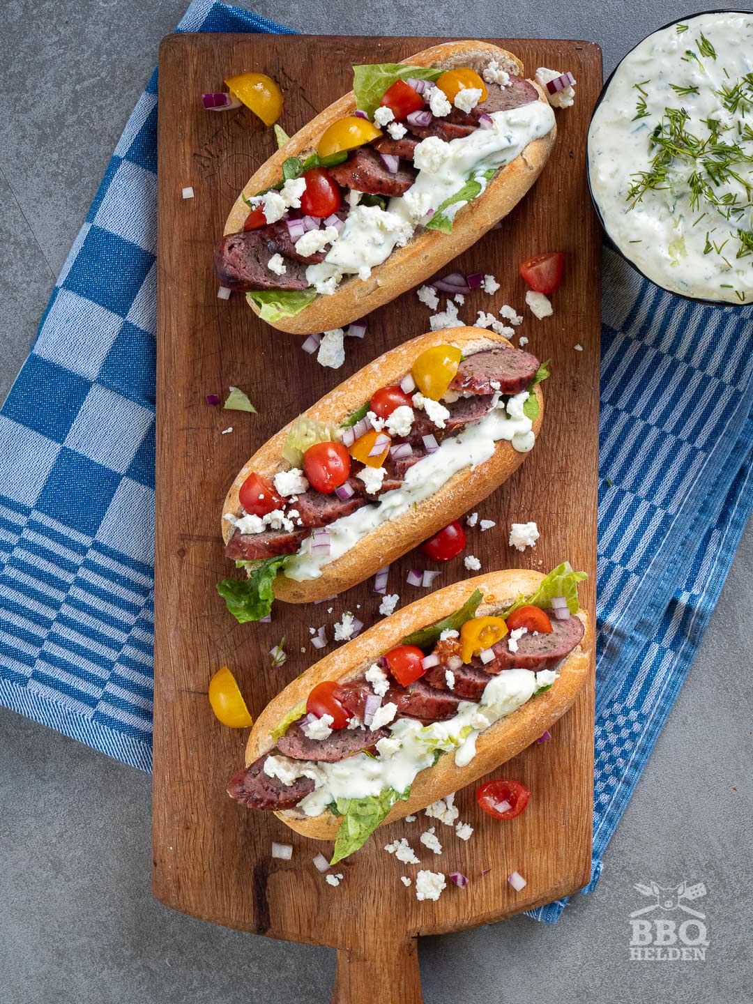 Greek Hot Dogs BBQHeroes