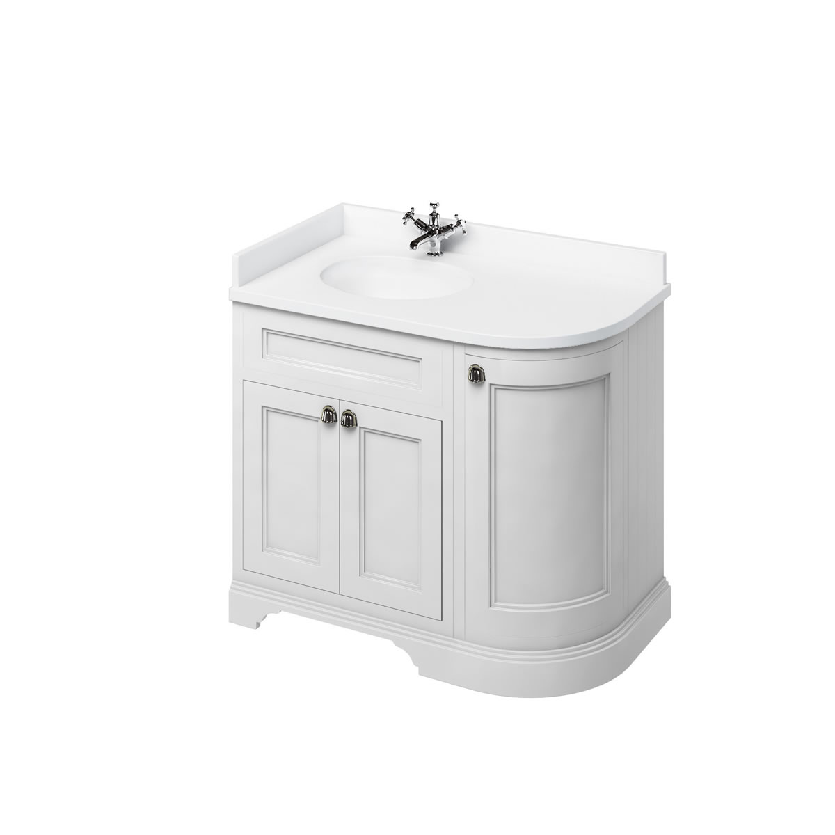 100 Freestanding Left Hand Vanity Unit with Doors BB Whitebook