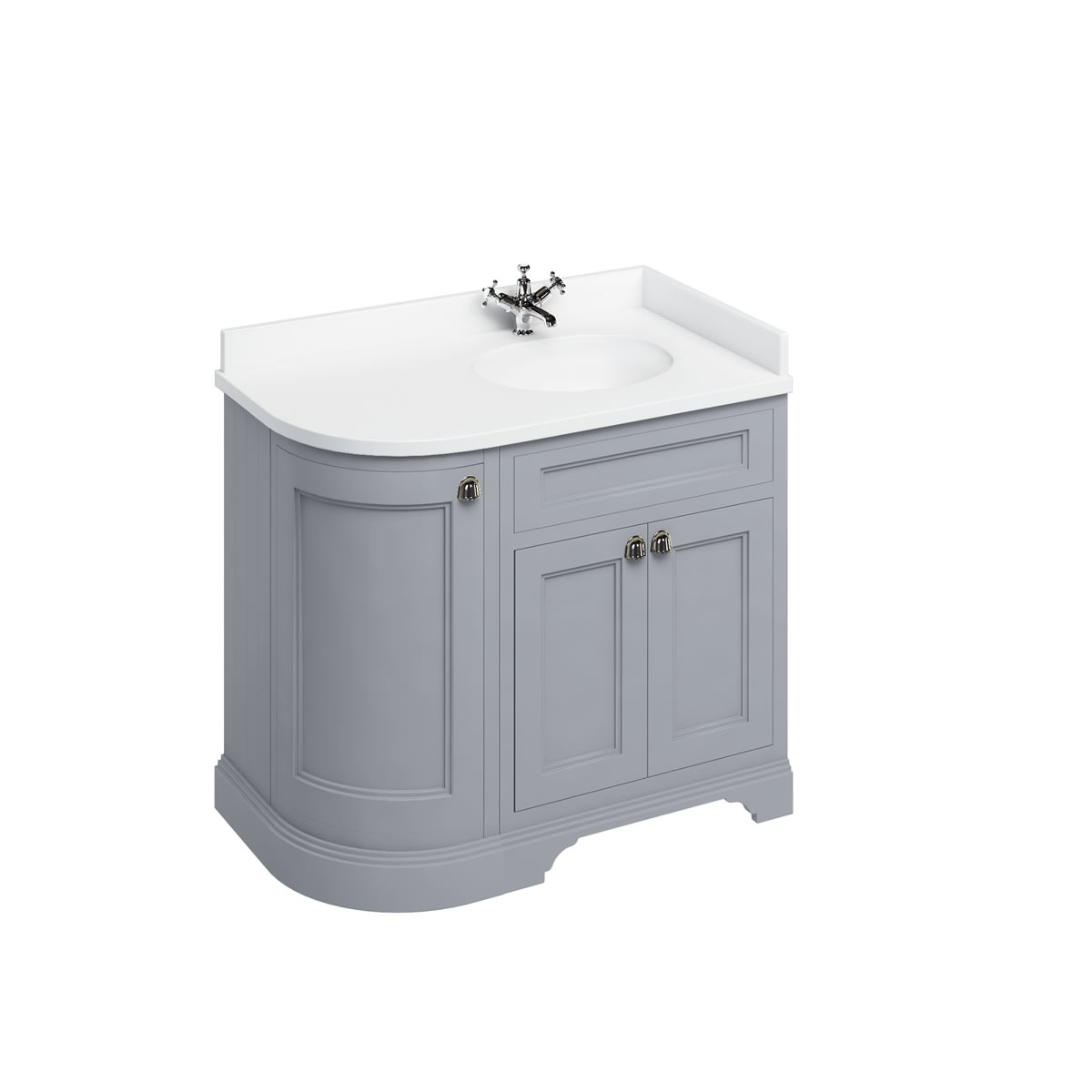 100 Freestanding Right Hand Vanity Unit with Doors BB Whitebook