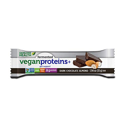 Genuine Health Fermented Vegan Proteins+ Bar, Dark Chocolate Almond