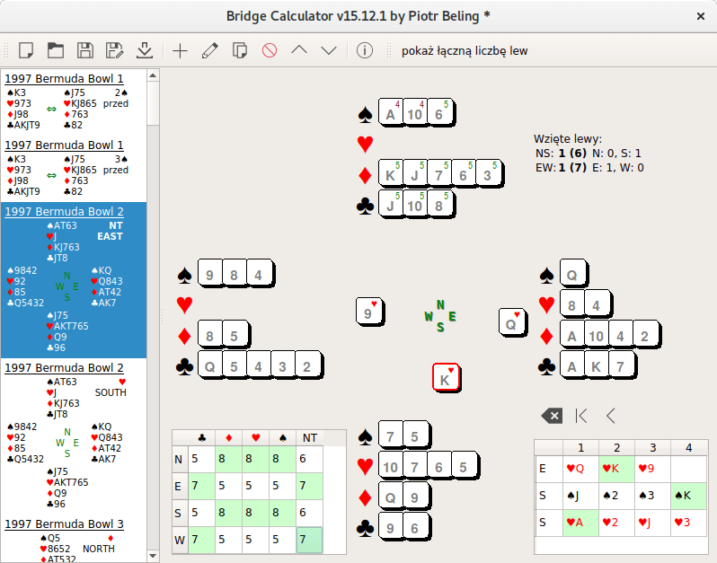 Bridge double dummy problems solver