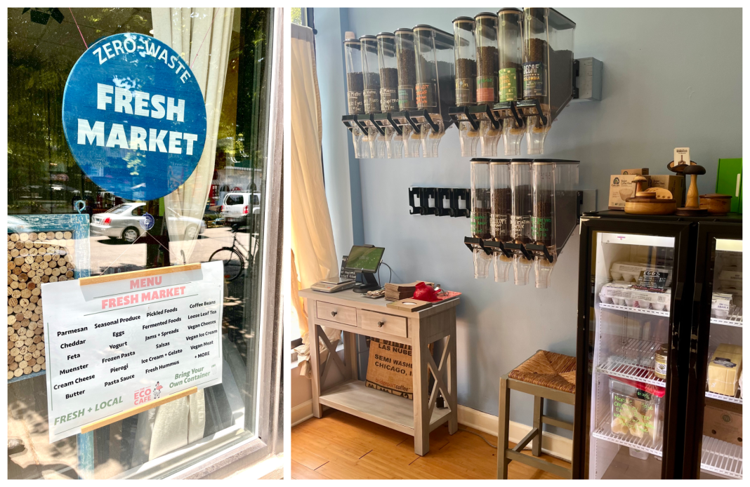 Rephrase single title from this title Lincoln Square Zero-Waste Cafe Now Sells Produce From Refugee-Run Neighborhood Farm . And it must return only title i dont want any extra information or introductory text with title e.g: ” Here is a single title:”
