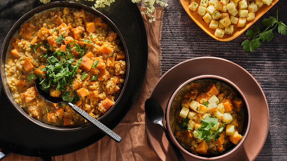 Sweet Potato & Lentil Stew with Crispy Paneer BC Dairy