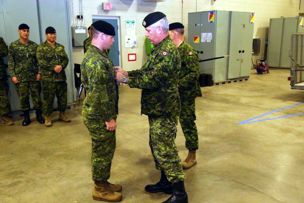 BCD Promoted at CFB Gagetown by Commandant of Armoured Corps BCD