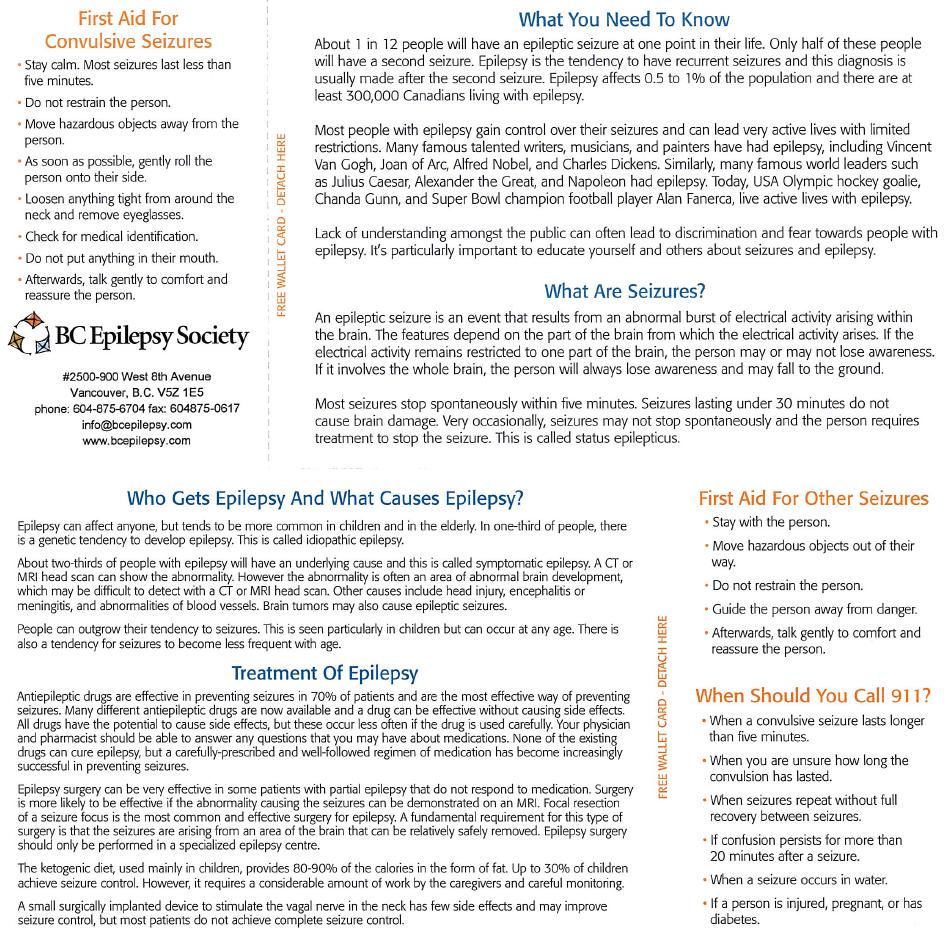 Information Sheets & Brochures BC Epilepsy Society