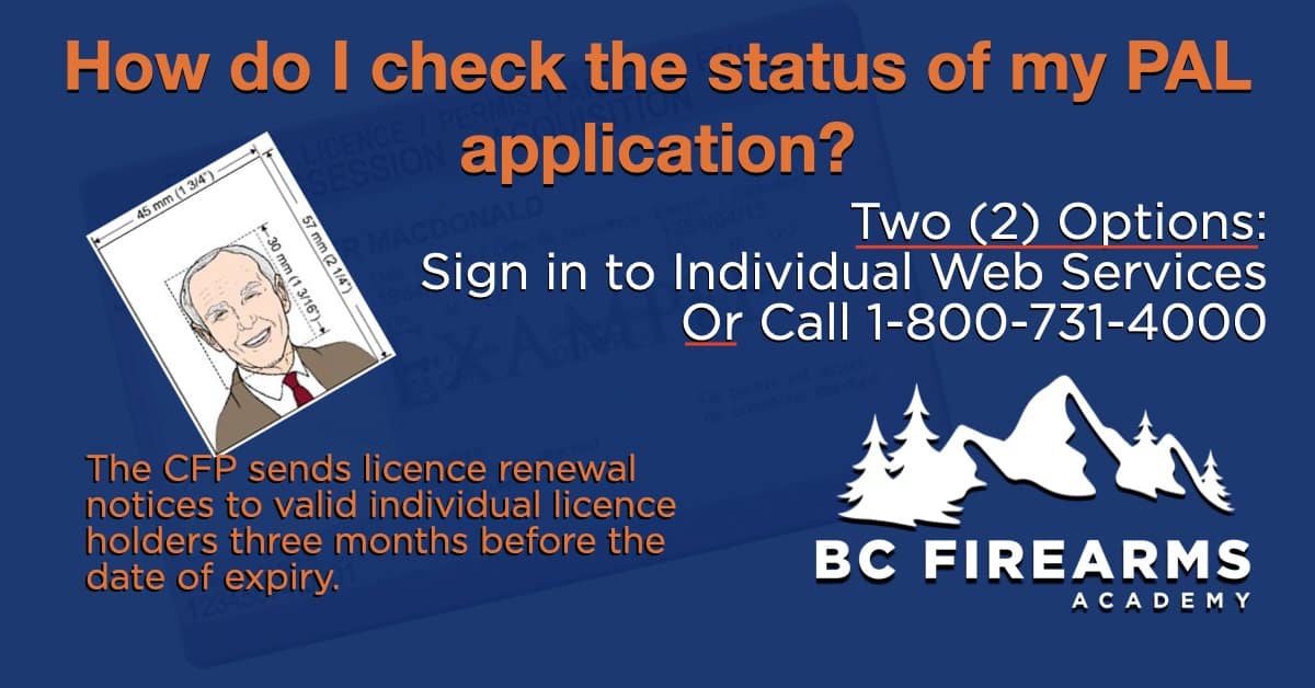 How do I check the status of my PAL application? BC Firearms Academy